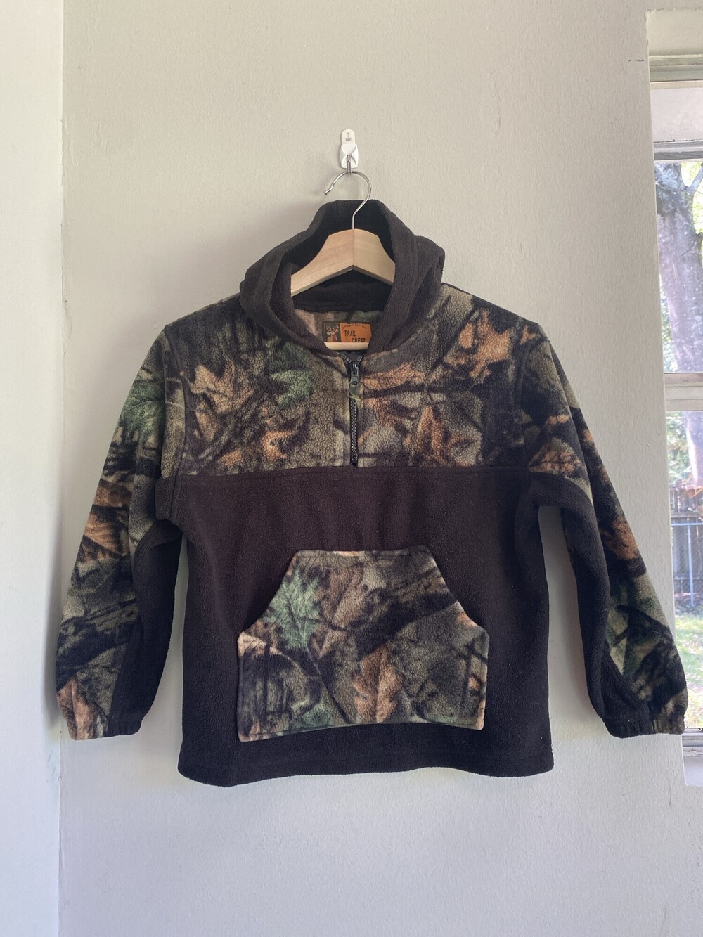 Trailcrest Boys Camo Quarter Zip Fleece Hoodie Size XS